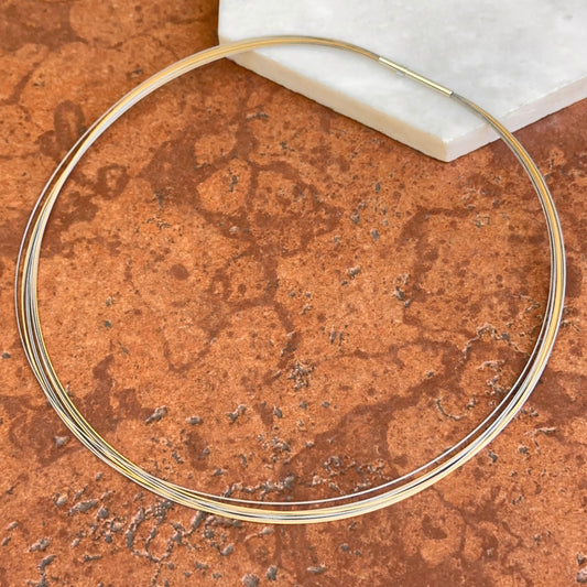 Stainless Steel Two-Tone 9-Strand Wire Necklace