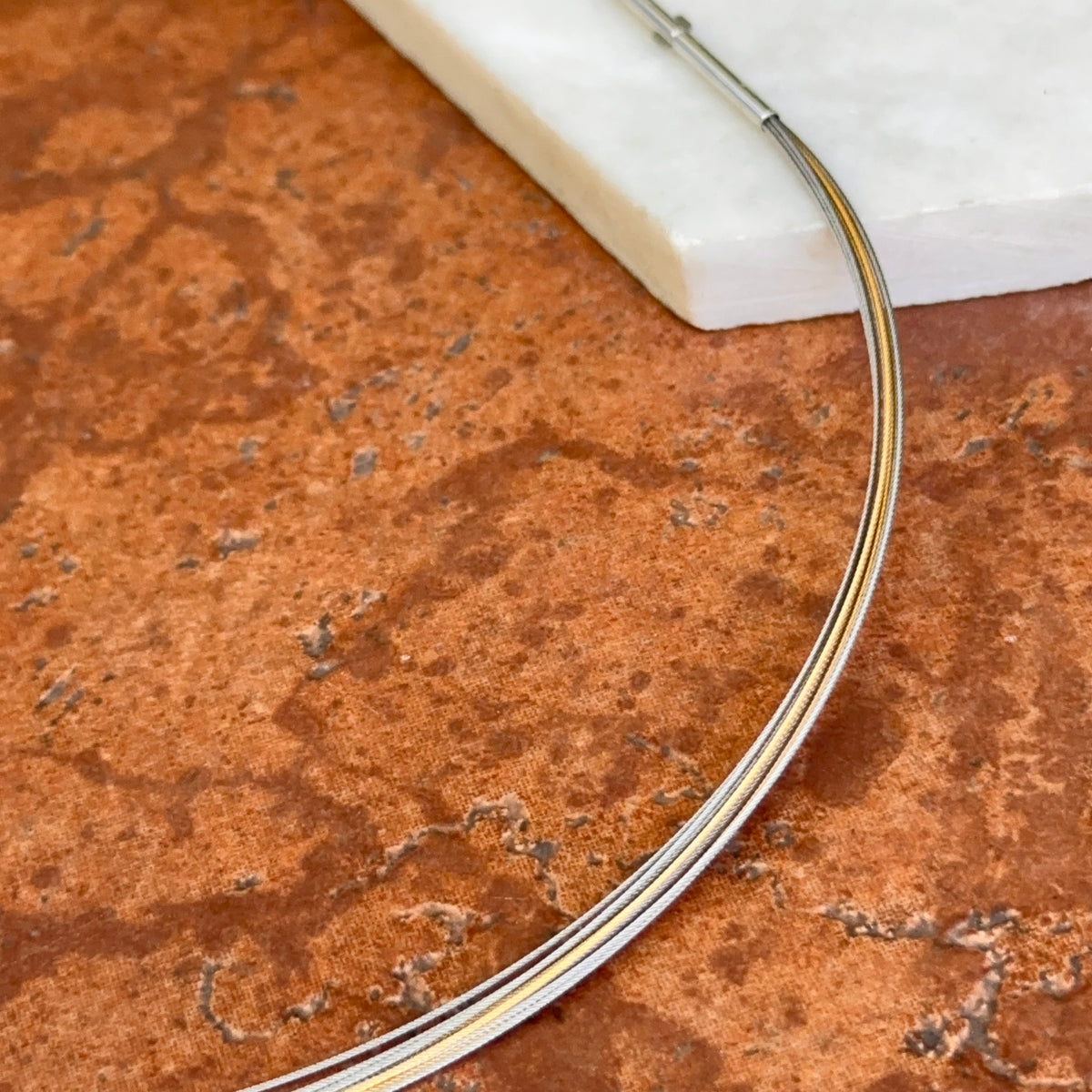 Stainless Steel Two-Tone 9-Strand Wire Necklace