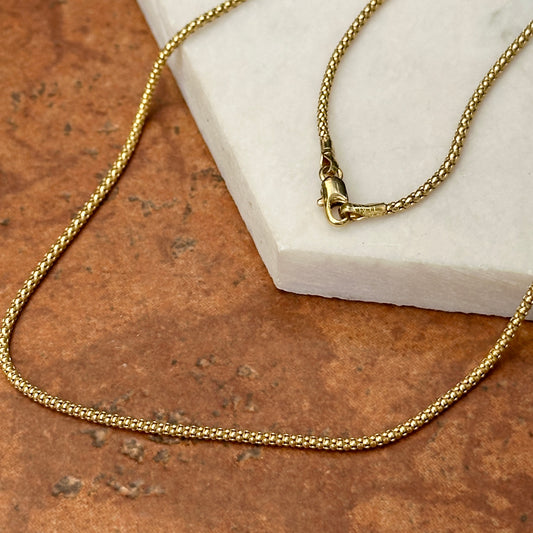 Estate 14KT Yellow Gold 1.5mm Popcorn Chain Necklace 16"