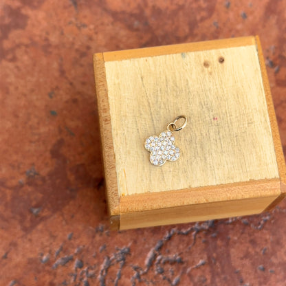 14KT Yellow Gold Pave Diamond Four Leaf Clover Pendant Charm