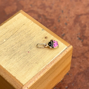 14KT Yellow Gold Mini Pink Ladybug Pendant Charm 7mm
