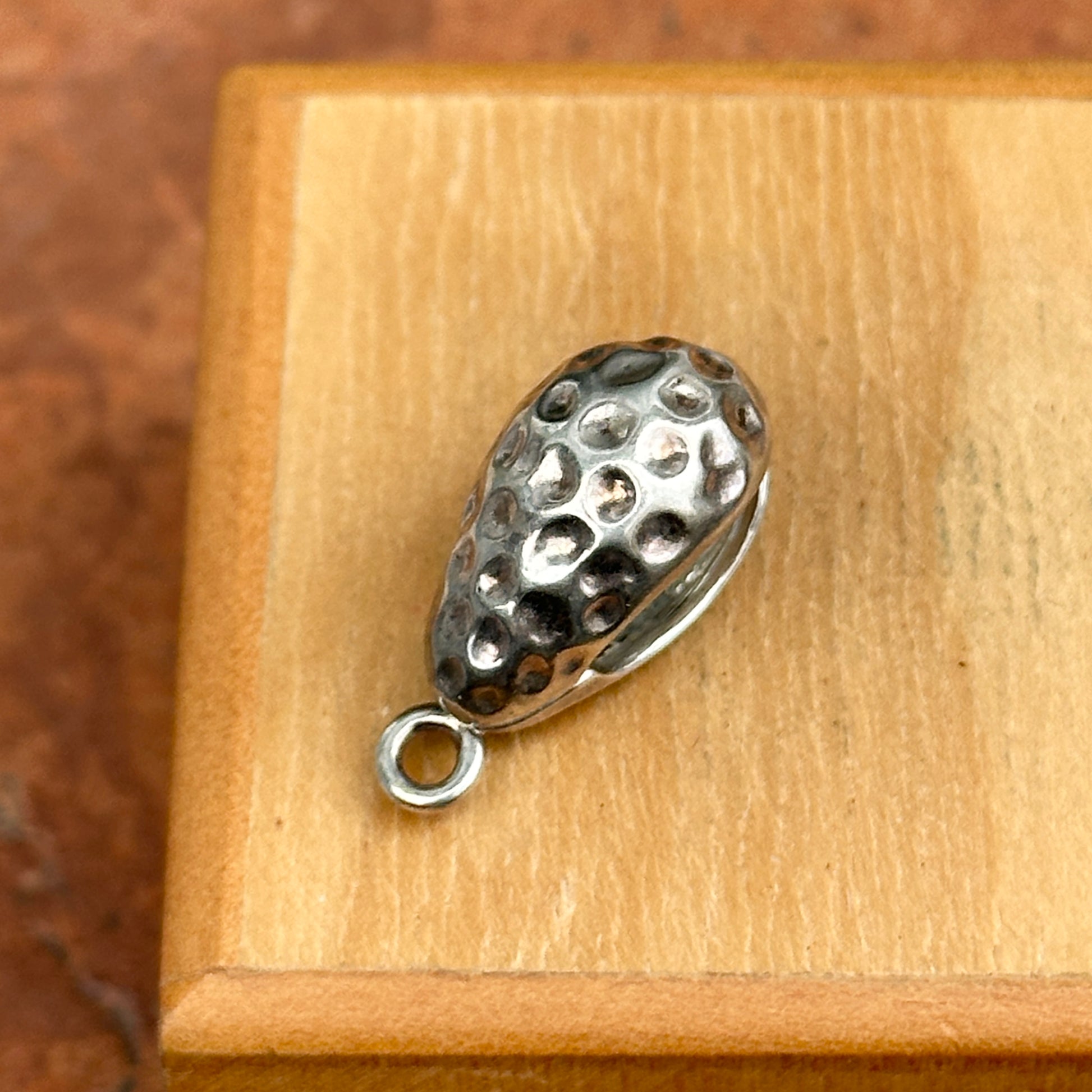 Sterling Silver Patina'D Hammered Silver Magnetic Pendant Bail Enhancer - LSJ
