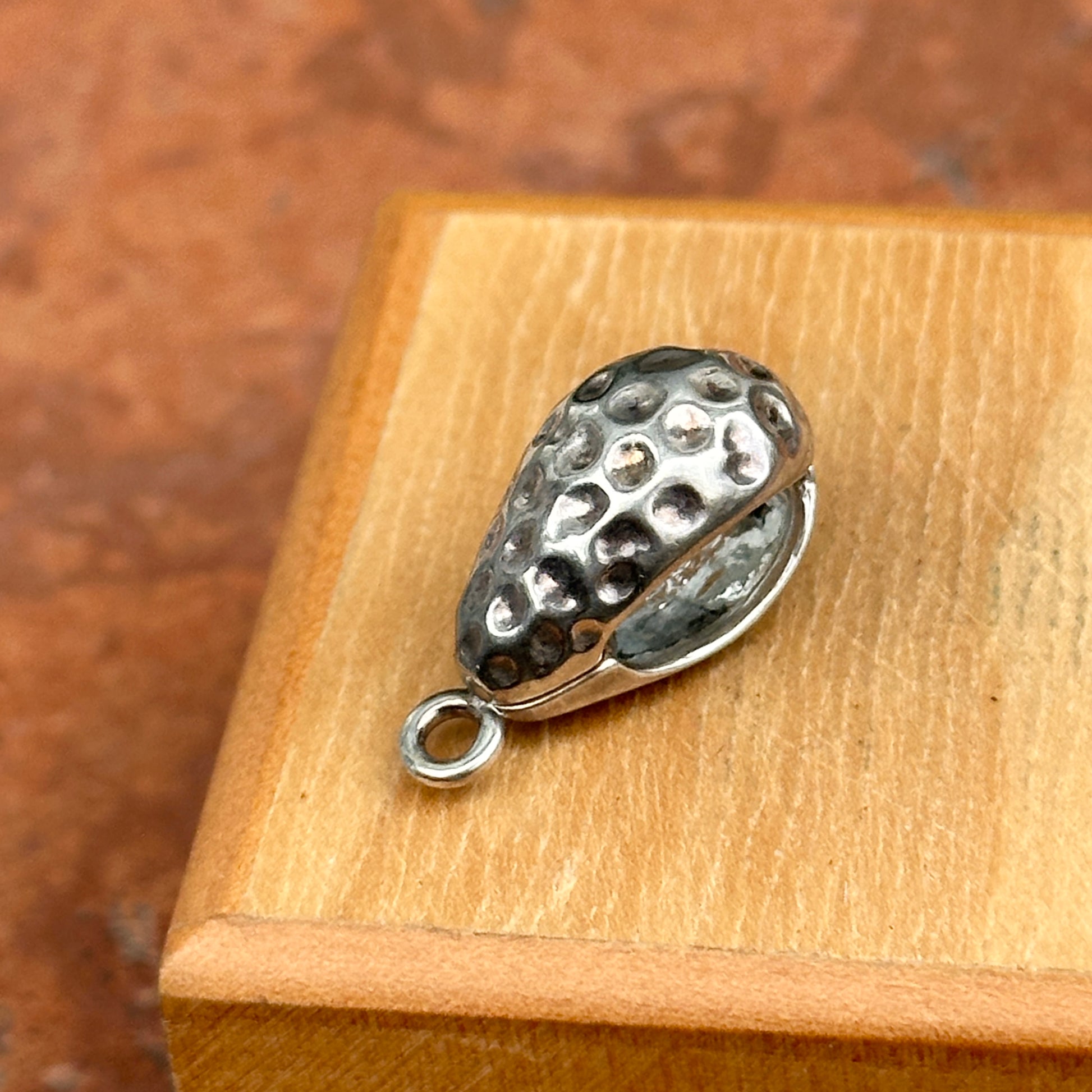 Sterling Silver Patina'D Hammered Silver Magnetic Pendant Bail Enhancer - LSJ