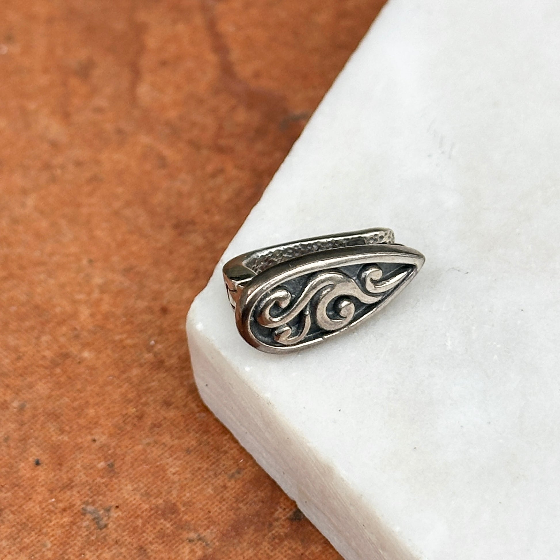 Sterling Silver Antiqued Filigree Pendant Enhancer Slide - LSJ