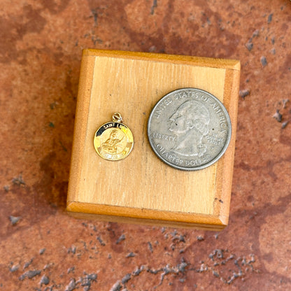 14KT Yellow Gold St Lucy Round Medal Pendant Charm 12mm
