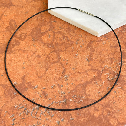 Stainless Steel Black Rubber 1.4mm Cord Necklace