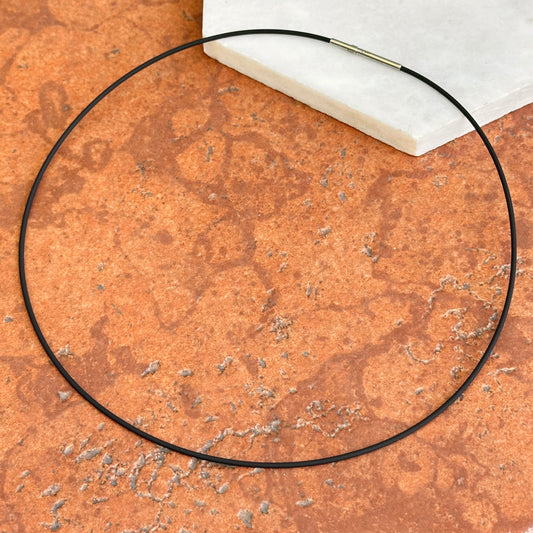 Stainless Steel Black Rubber 1.4mm Cord Necklace