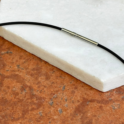 Stainless Steel Black Rubber 1.4mm Cord Necklace