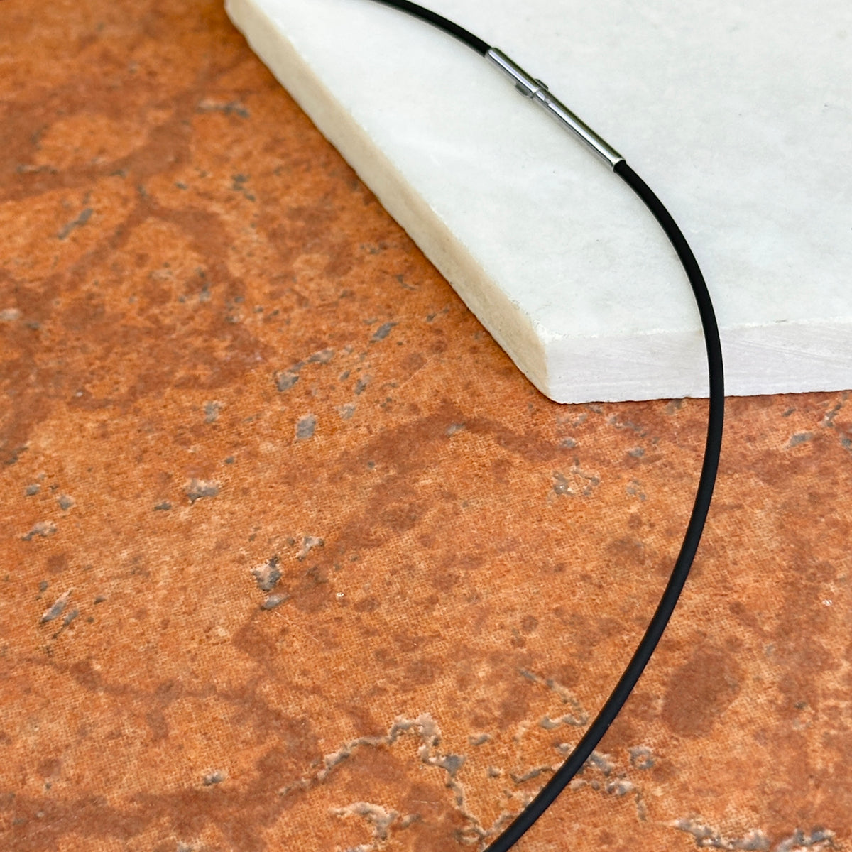Stainless Steel Black Rubber 1.4mm Cord Necklace