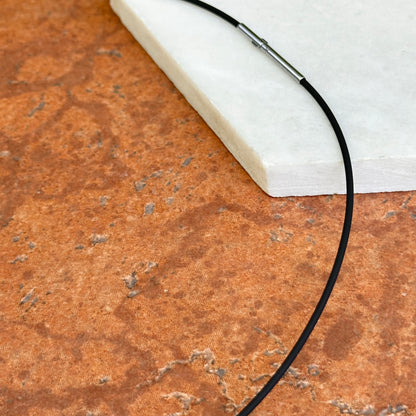 Stainless Steel Black Rubber 1.4mm Cord Necklace