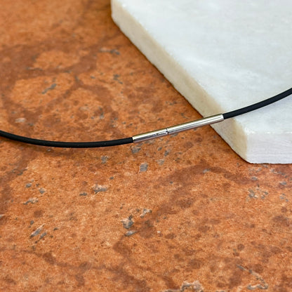 Stainless Steel Black Rubber 1.4mm Cord Necklace