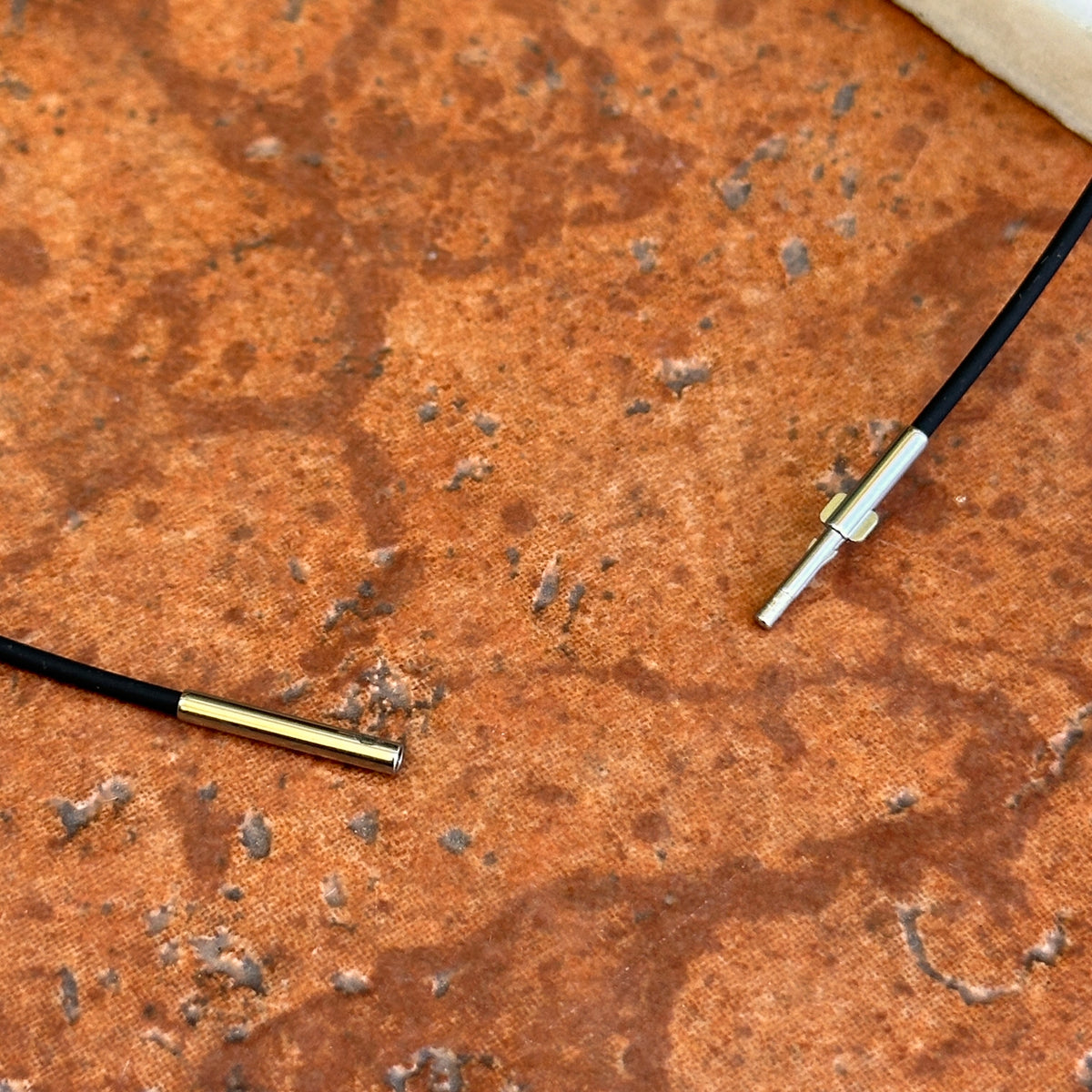 Stainless Steel Black Rubber 1.4mm Cord Necklace