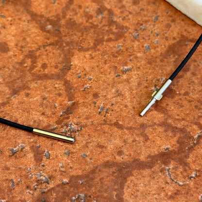 Stainless Steel Black Rubber 1.4mm Cord Necklace