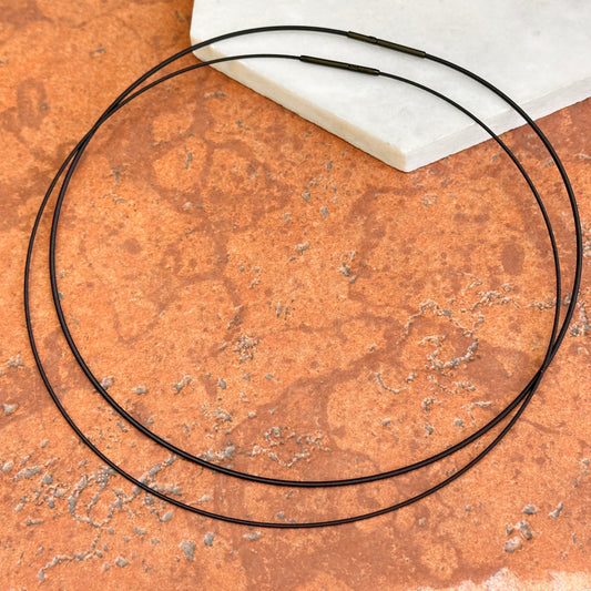 Black Stainless Steel Coil Spiral Collar Necklace 16.5"