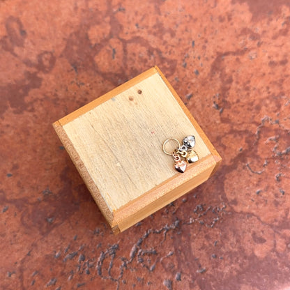 14KT Yellow, Rose, White Gold Puffed Hearts Pendant Charm