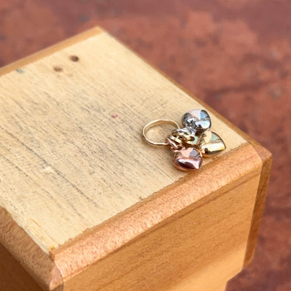 14KT Yellow, Rose, White Gold Puffed Hearts Pendant Charm