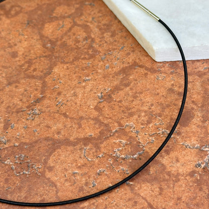 14KT Yellow Gold Black Coil 1.4mm Collar Necklace