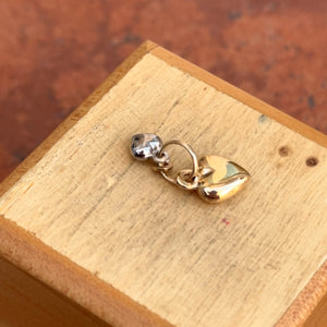 14KT Yellow Gold + White Gold Double Heart Pendant Charm