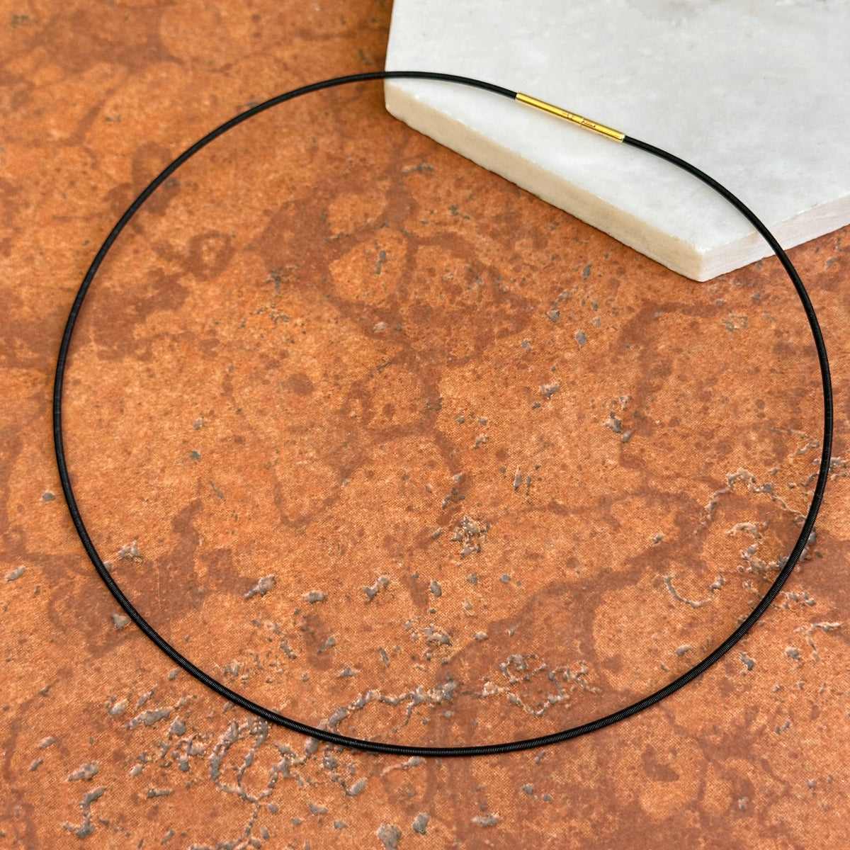 Gold-Plated Stainless Steel Black Coil 1.4mm Wire Collar Necklace