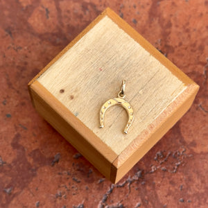 14KT Yellow Gold Stamped Horseshoe Pendant Charm 13mm