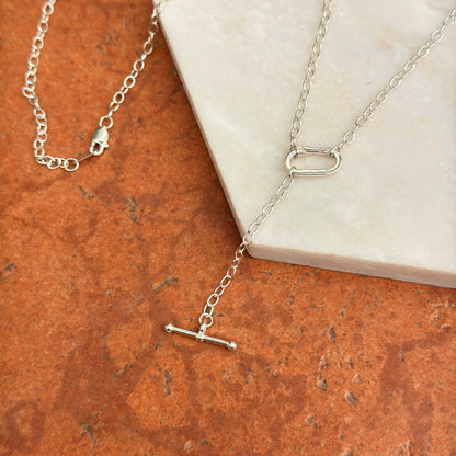 Sterling Silver Charm Holder Toggle Bar Necklace