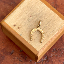 Load image into Gallery viewer, 14KT Yellow Gold Stamped Horseshoe Pendant Charm 13mm