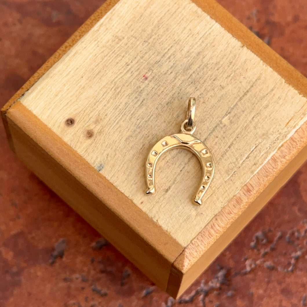14KT Yellow Gold Stamped Horseshoe Pendant Charm 13mm