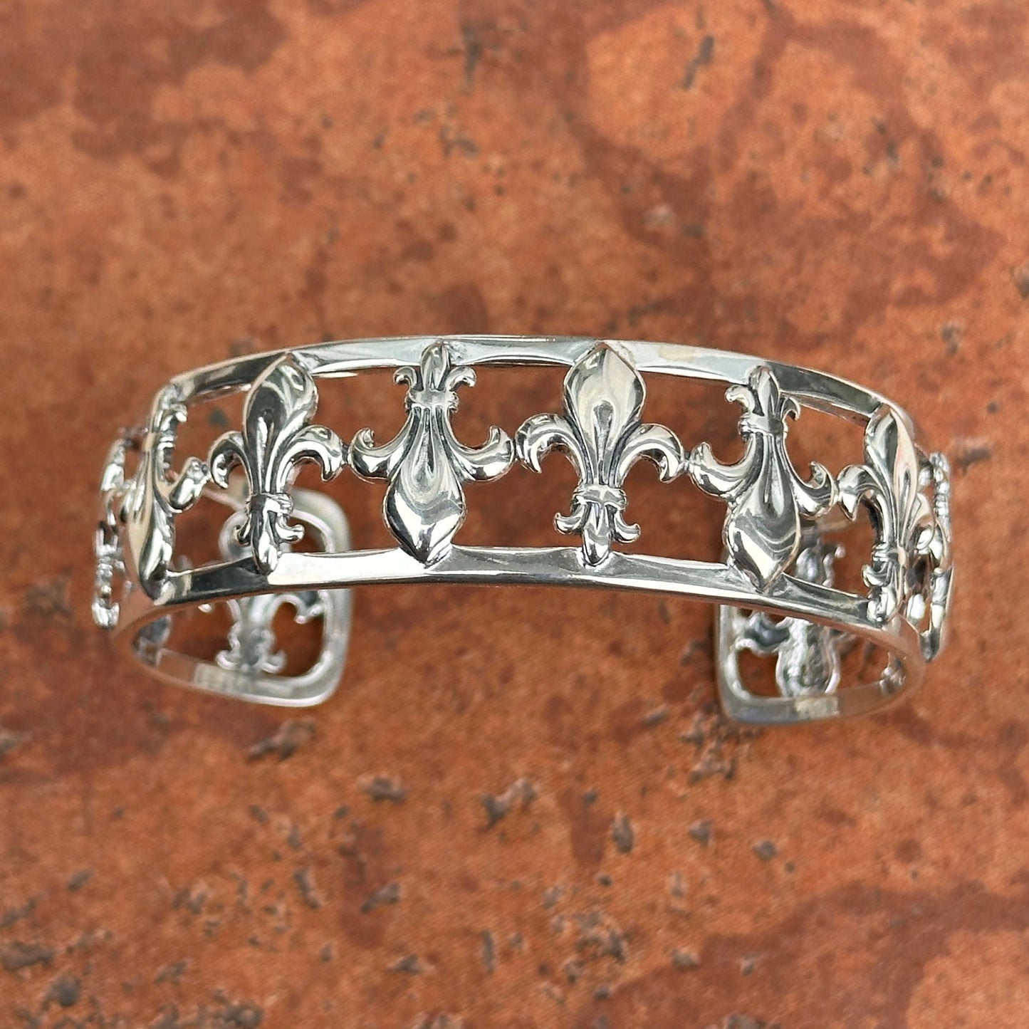 Sterling Silver Oxidized Fleur de Lis Cuff Bracelet