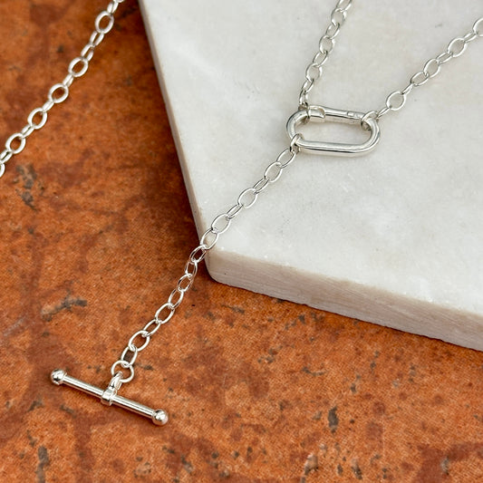 Sterling Silver Charm Holder Toggle Bar Necklace