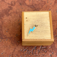 Load image into Gallery viewer, 14KT Yellow Gold Turquoise Lightening Bolt Pendant Charm