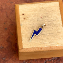 Load image into Gallery viewer, 14KT Yellow Gold Blue Lapis Lightening Bolt Pendant Charm