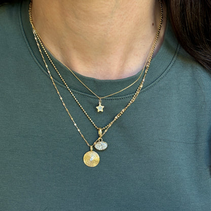 14KT Yellow Gold Mother of Pearl Mini Star Pendant Charm