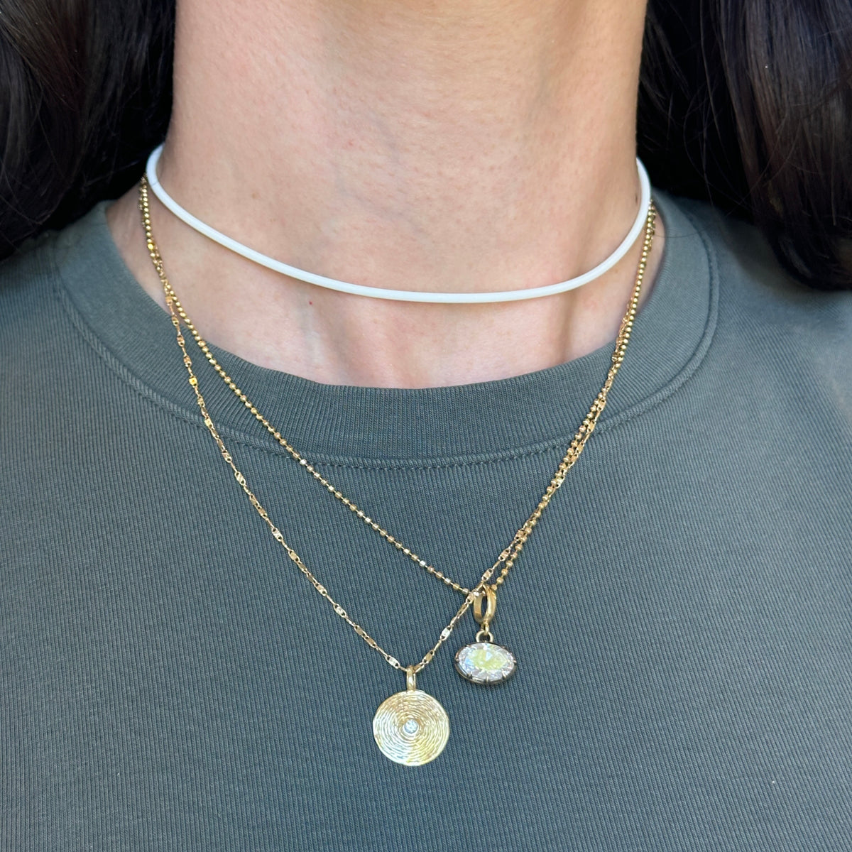 Stainless Steel 2mm White Rubber Cord Necklace 13.5"