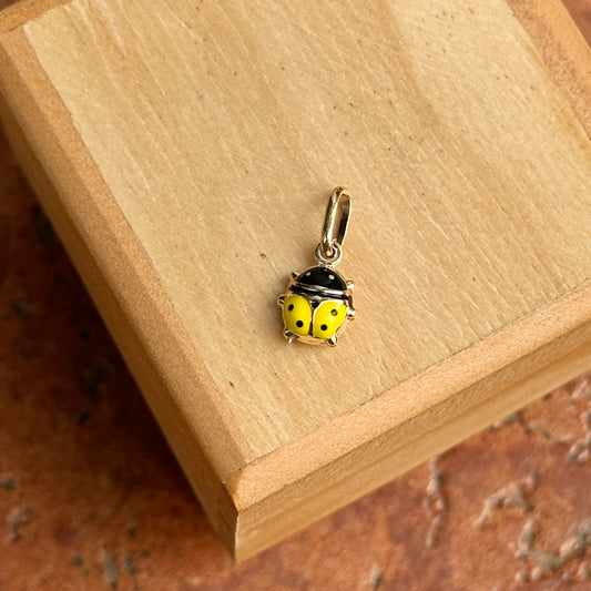 14KT Yellow Gold Mini Yellow Ladybug Pendant Charm 7mm