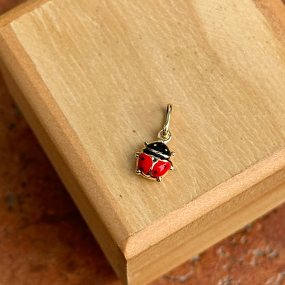 14KT Yellow Gold Mini Red Ladybug Pendant Charm 7mm