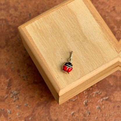 14KT Yellow Gold Mini Red Ladybug Pendant Charm 7mm