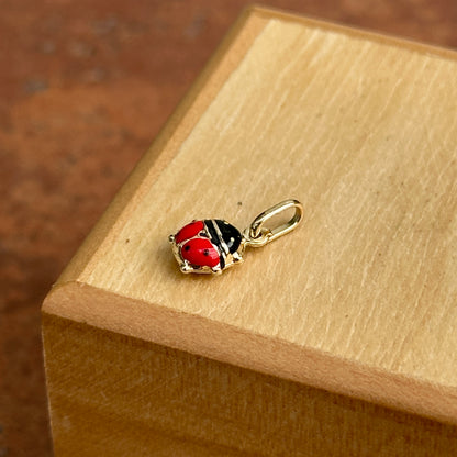 14KT Yellow Gold Mini Red Ladybug Pendant Charm 7mm