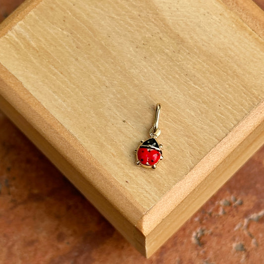 14KT Yellow Gold Mini Red Ladybug Pendant Charm 5mm