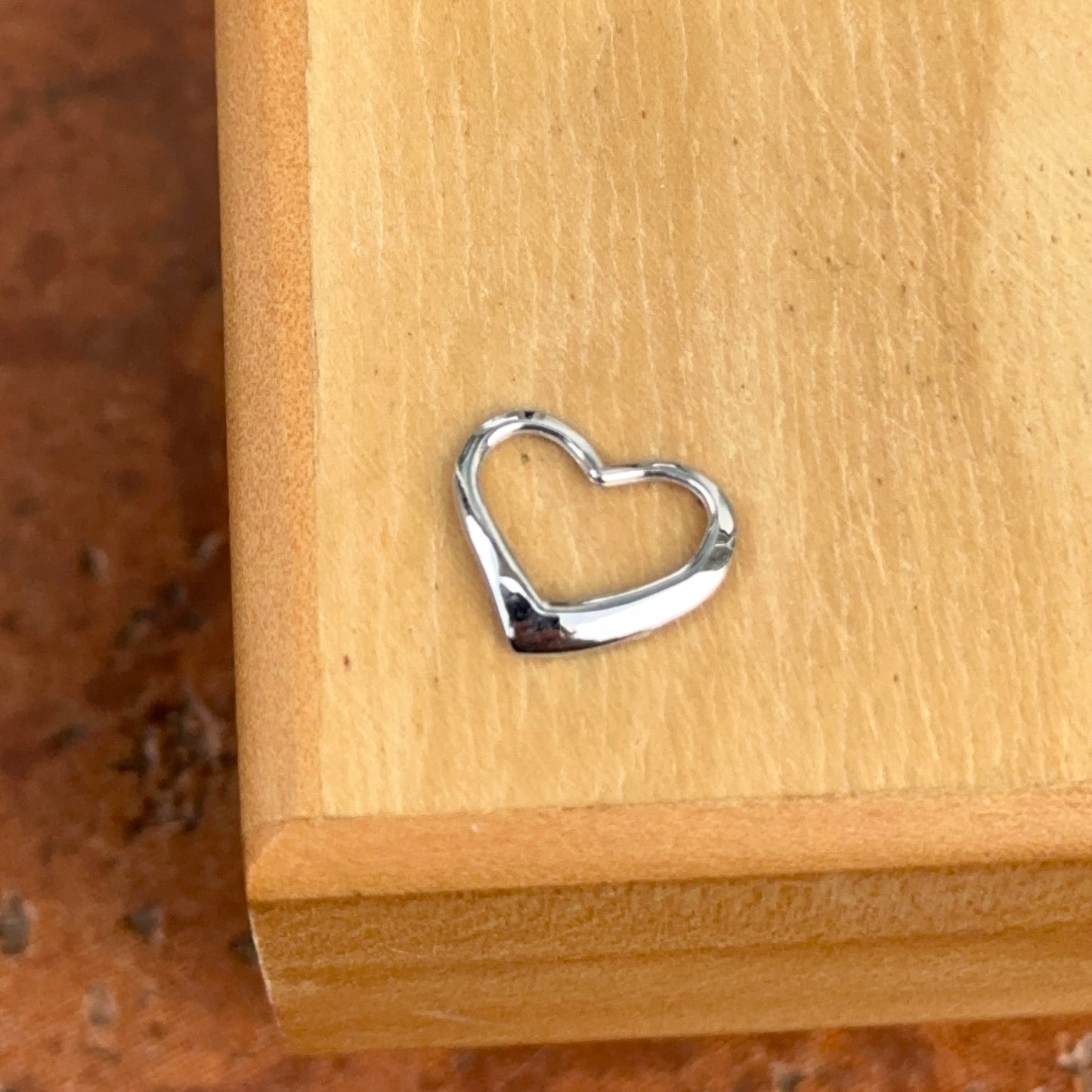 14KT White Gold Small Open Heart Pendant Slide