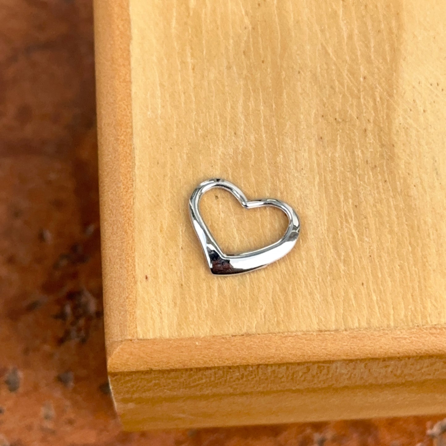 14KT White Gold Small Open Heart Pendant Slide