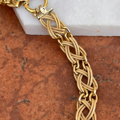 Estate 14KT Yellow Gold Interlocking Weave Toggle Necklace