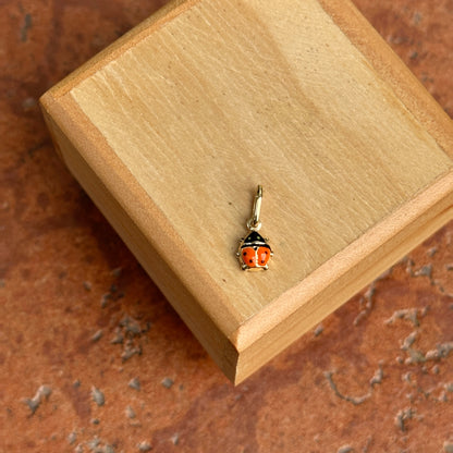 14KT Yellow Gold Mini Orange Ladybug Pendant Charm 5mm