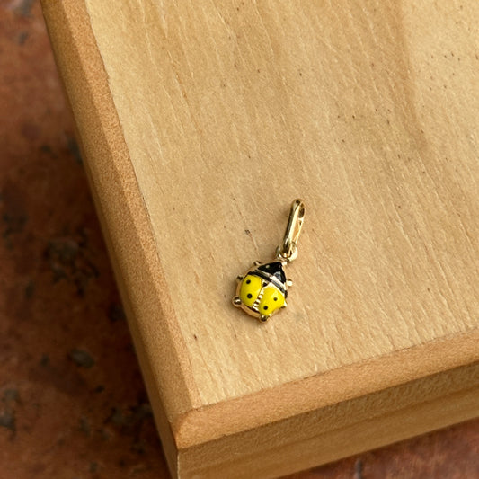 14KT Yellow Gold Mini Yellow Ladybug Pendant Charm 5mm