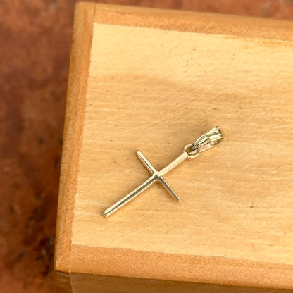 10KT Yellow Gold Thin Sleek Cross Pendant Charm 19mm