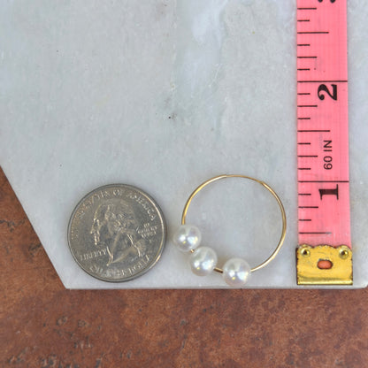 14KT Yellow Gold Pearl Endless Hoop Earrings 25mm