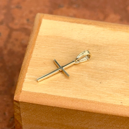 10KT Yellow Gold Thin Sleek Cross Pendant Charm 19mm