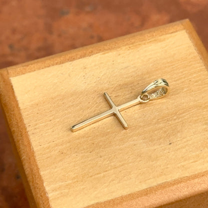 10KT Yellow Gold Thin Sleek Cross Pendant Charm 19mm