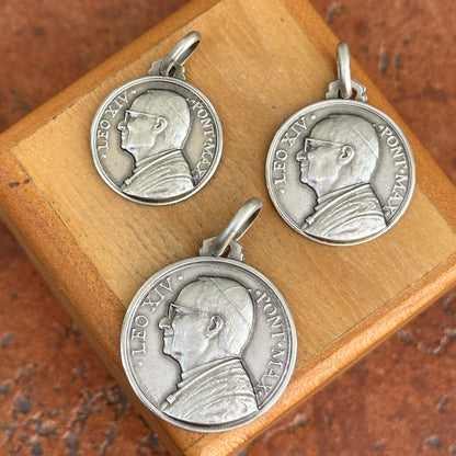 Sterling Silver Pope Leo XIV Round Medal Pendant - LSJ