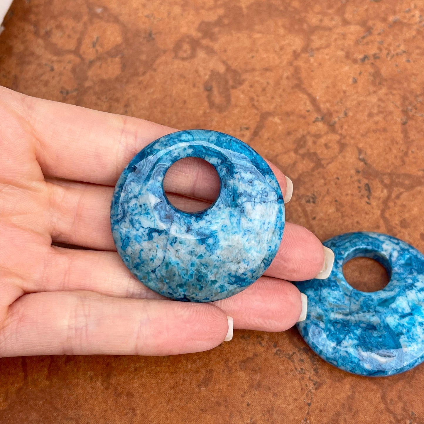 Blue Crazy Lace Agate Round Earring Charms