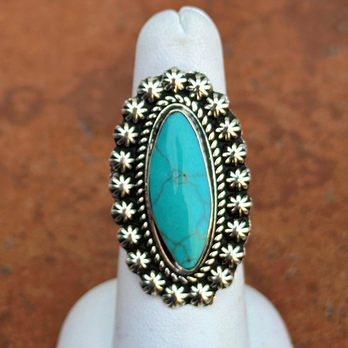 Sterling Silver Oval Imitation Turquoise Ring